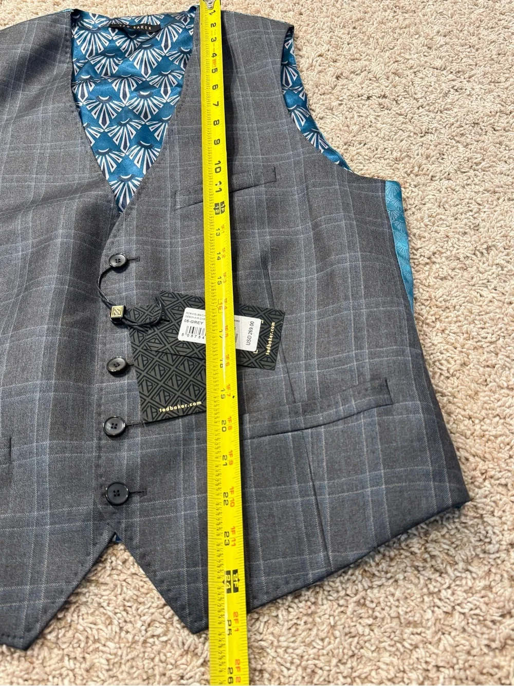 NWT Ted Baker Men's Waistcoats vests Plaid Dress Vest Size 38R